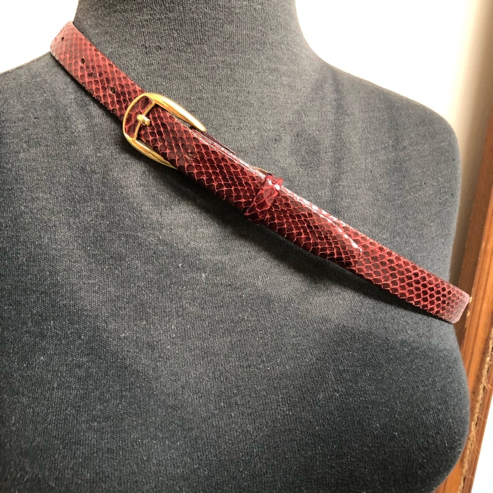 Collectif Red Genuine Snakeskin & Leather Belt Med - Picture 1 of 3